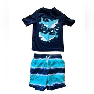 Children’s Place Toddler Boys Blue Shark Swim Set | 2T